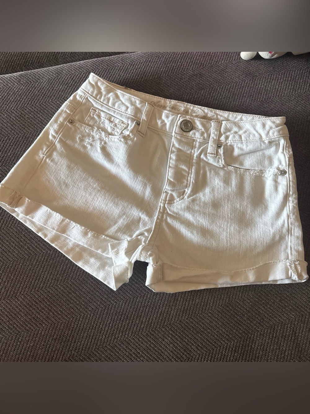 American eagle high Classic White Women's Denim Shorts sz 0 stretch